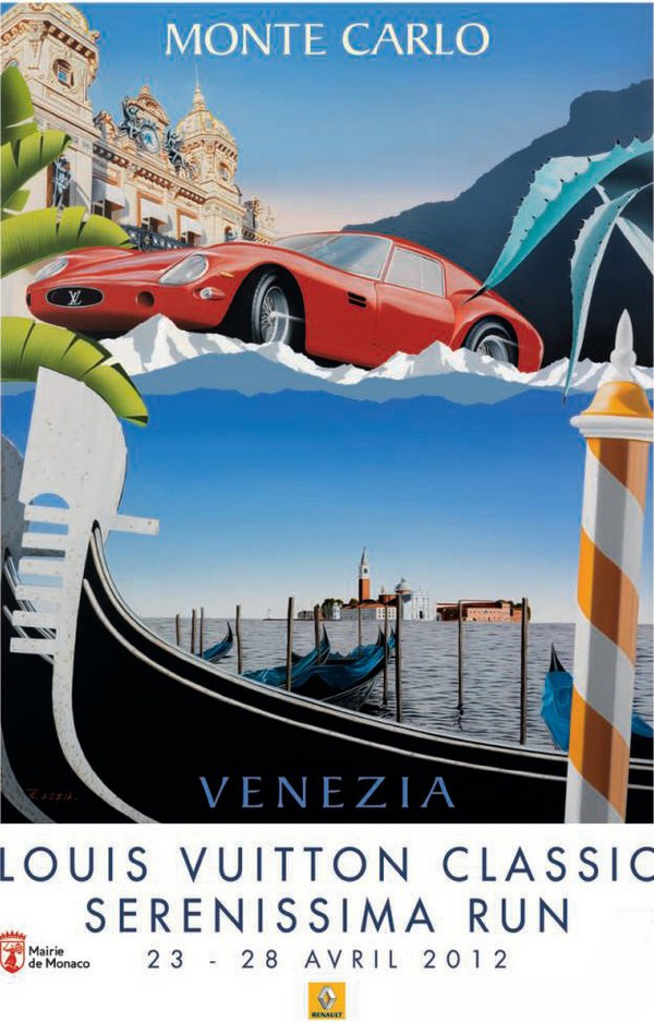 Louis Vuitton Classic Serenissima Run 2012 large original poster by Ra -  l'art et l'automobile