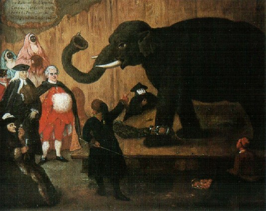 Pietro Longhi (Venise 1701 – 1785) L’éléphant huile sur toile